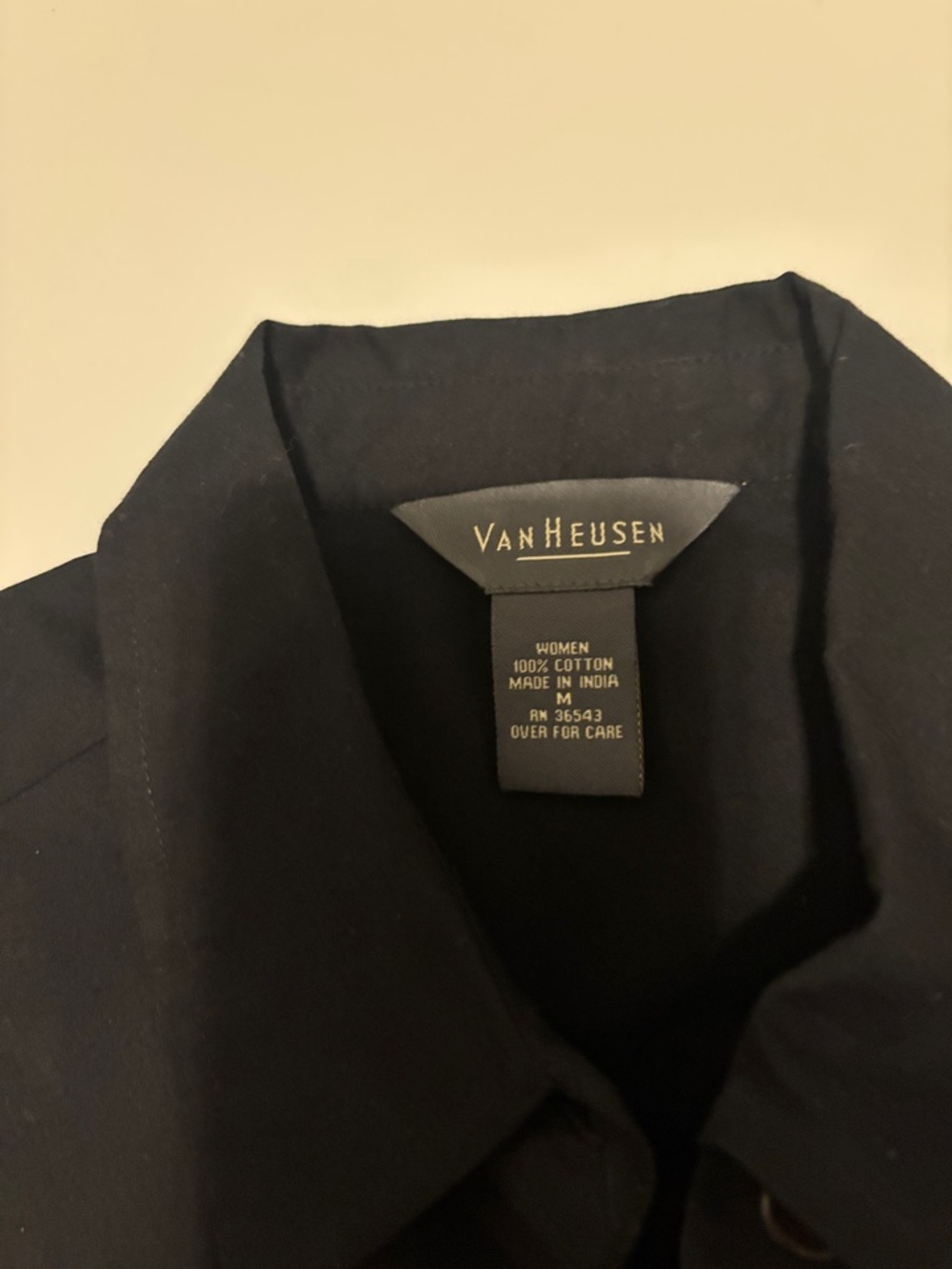 Van Heusen Black Sleeveless Button-Down Top with Blue Floral Embroidery - Picture 3 of 4